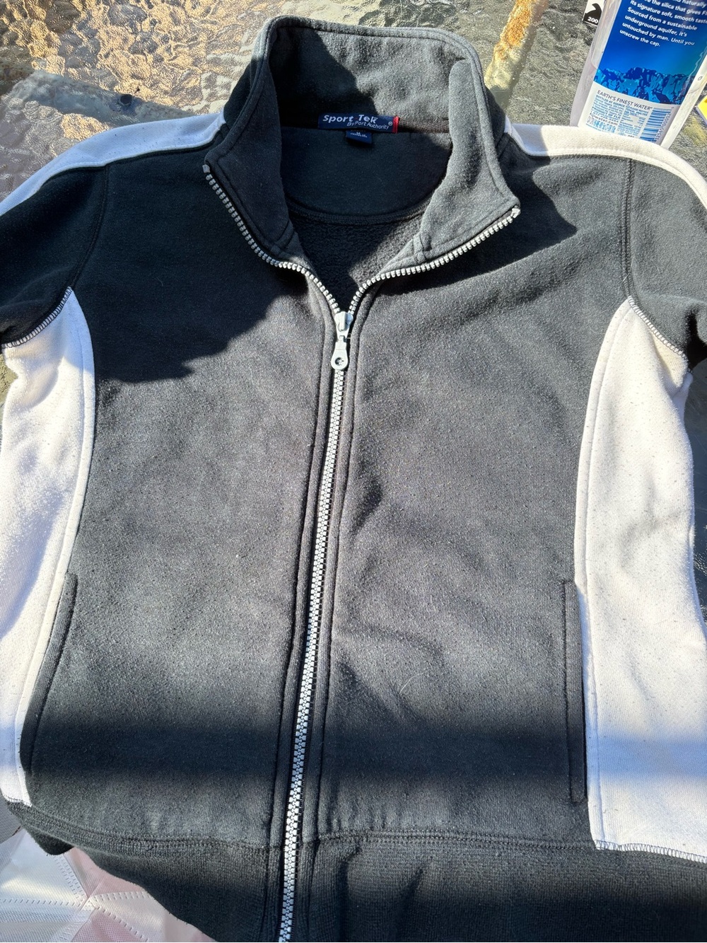 Sport-Tek Black and White Full Zip Fleece Jacket